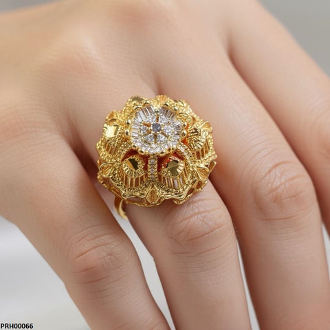 PRH00066 MZM Round Flower Ring Adjustable - PRH