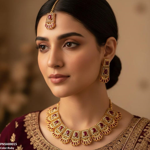 PNSH00015 FRN Marquise/Oval Necklace Set - PNSH