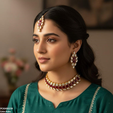 PCKH00239 FRN Marquise Square Choker Set - PCKH