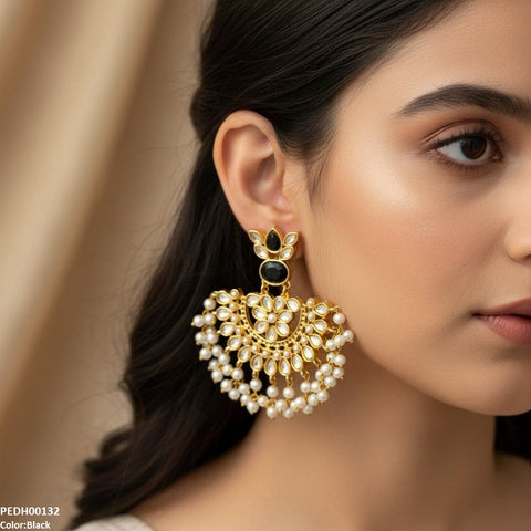 PEDH00132 MZM Oval/Tear Pearl Drop Earrings - PEDH