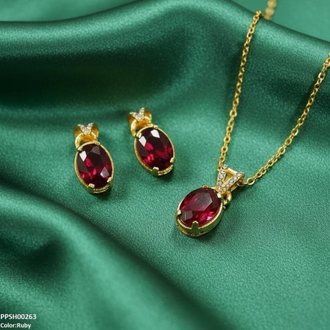 PPSH00263 SDQ Oval Drop Pedant Set - PPSH