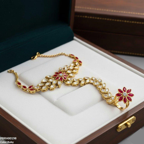 PBRH00198 FRN Marquise Flower Angla Bracelet Adjustable - PBRH