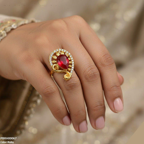 PRH00067 FRN Tear Flower Ring Adjustable - PRH