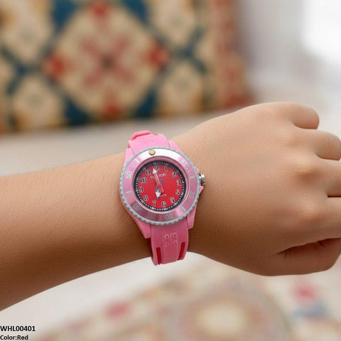 WHL00401 IWA Round Red Dial Stone Kid's Watch  - WHL