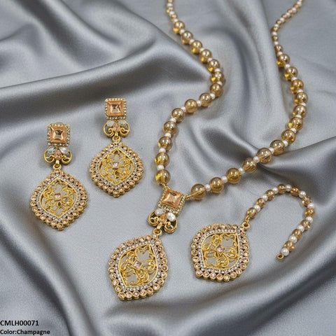 CMLH00071 SDQ Square Flower Drop Mala Set  - CMLH