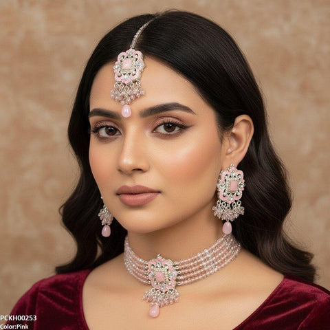 PCKH00253 SDQ Square Pearl Drop Choker Set - PCKH