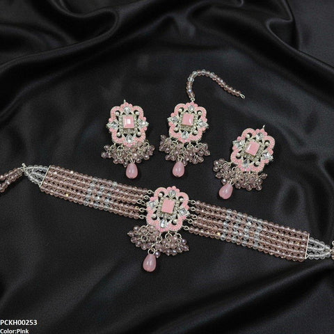 PCKH00253 SDQ Square Pearl Drop Choker Set - PCKH