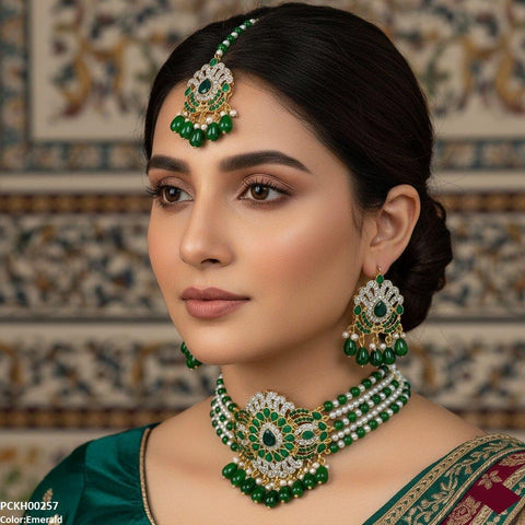 PCKH00257 SDQ Tear Pearl Drop Choker Set - PCKH