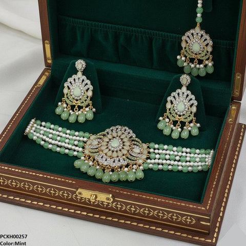 PCKH00257 SDQ Tear Pearl Drop Choker Set - PCKH