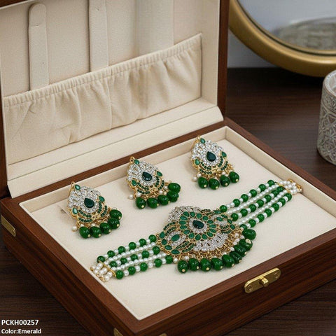 PCKH00257 SDQ Tear Pearl Drop Choker Set - PCKH