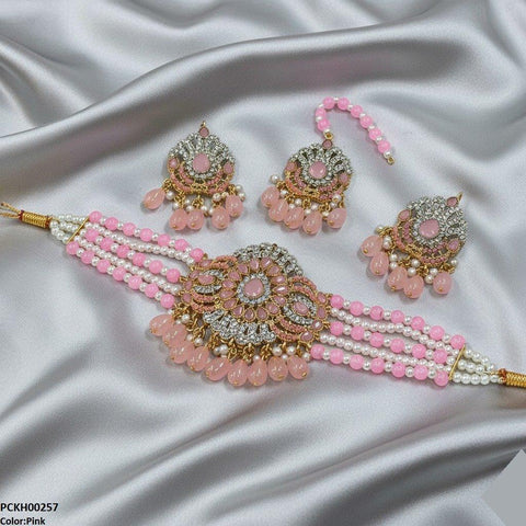 PCKH00257 SDQ Tear Pearl Drop Choker Set - PCKH