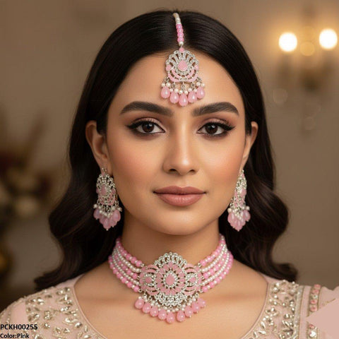 PCKH00255 SDQ Tear White Pearl Drop Choker Set - PCKH