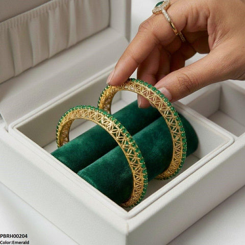 PBRH00204 FRN Pearl Flower Bangle Set - PBRH