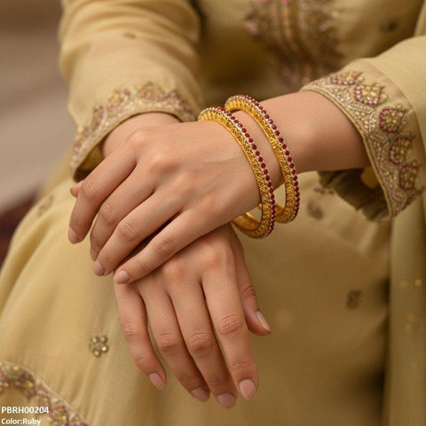 PBRH00204 FRN Pearl Flower Bangle Set - PBRH