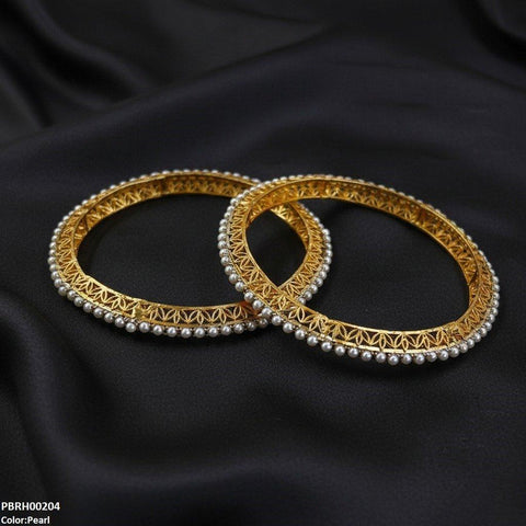 PBRH00204 FRN Pearl Flower Bangle Set - PBRH