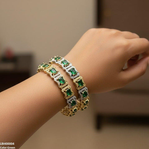 LBH00004 ANI Rectangle Stone Bangle Set - LBH