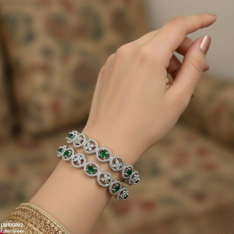 LBH00002 ANI Round Flower Stone Bangle Set - LBH