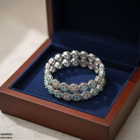 LBH00002 ANI Round Flower Stone Bangle Set - LBH