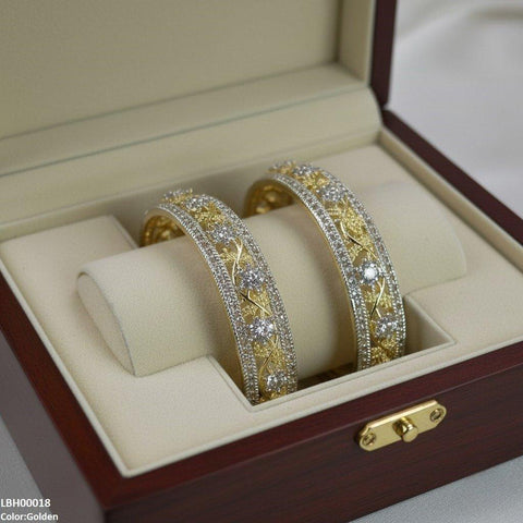 LBH00018 ANI Round Flower Leaf Bangle Set - LBH