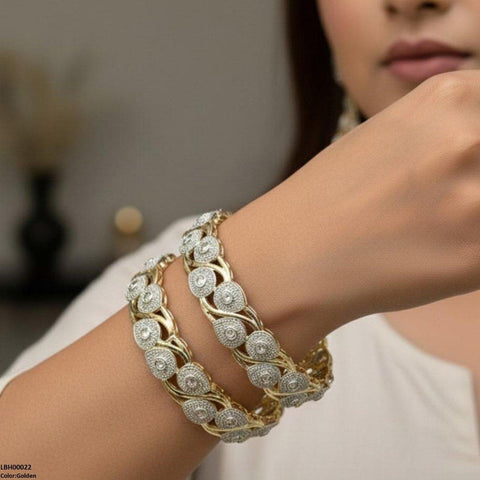 LBH00022 ANI Round Leaf Stone Bangle Set - LBH