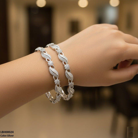 LBH00024 ANI Round Flower/Leaf 4 Pics Of Bangles Set- LBH