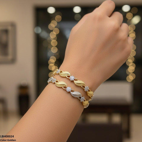 LBH00024 ANI Round Flower/Leaf 4 Pics Of Bangles Set- LBH