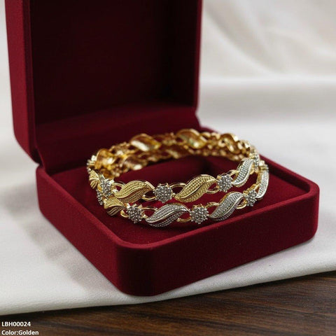 LBH00024 ANI Round Flower/Leaf 4 Pics Of Bangles Set- LBH