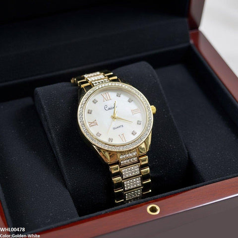 WHL00478 ZWA Round Bezel Stone Dial Women's Watch - WHL