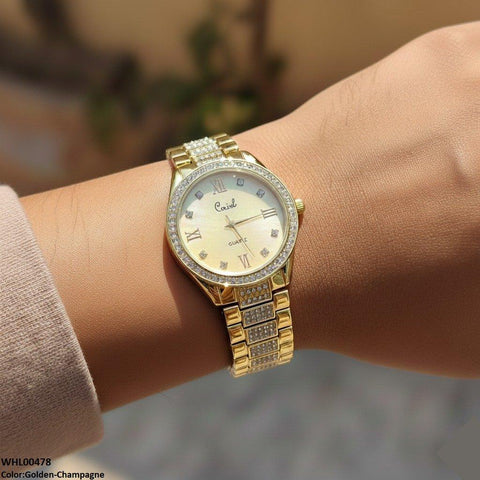 WHL00478 ZWA Round Bezel Stone Dial Women's Watch - WHL