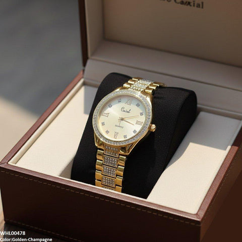 WHL00478 ZWA Round Bezel Stone Dial Women's Watch - WHL