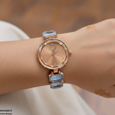 WHL00475 ZWA Round Stone Chain Women's Watch - WHL