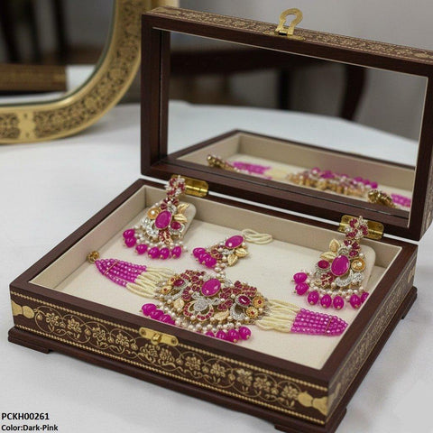 PCKH00261 SDQ Oval/Flower Pearl Drop Choker Set - PCKH