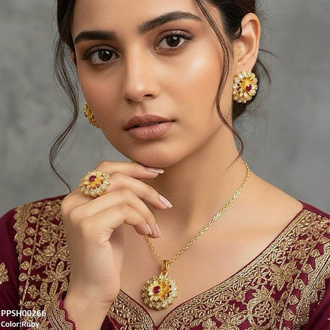 PPSH00266 MZM Flower Pendant Set - PPSH