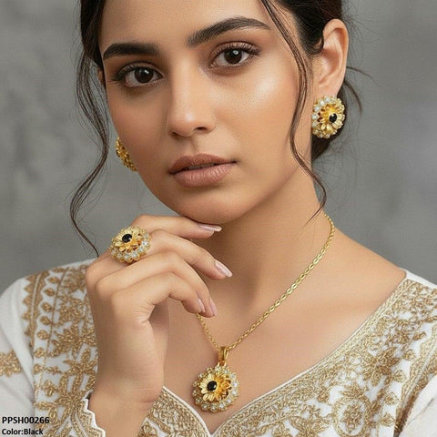 PPSH00266 MZM Flower Pendant Set - PPSH