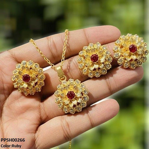 PPSH00266 MZM Flower Pendant Set - PPSH