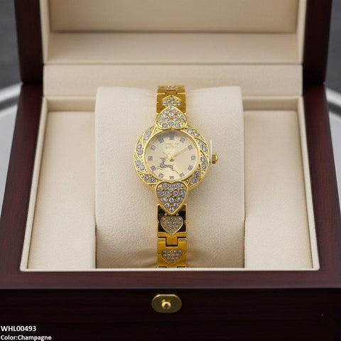WHL00493 IWA Round Deer Dial Heart Bracelet Women's Watch - WHL