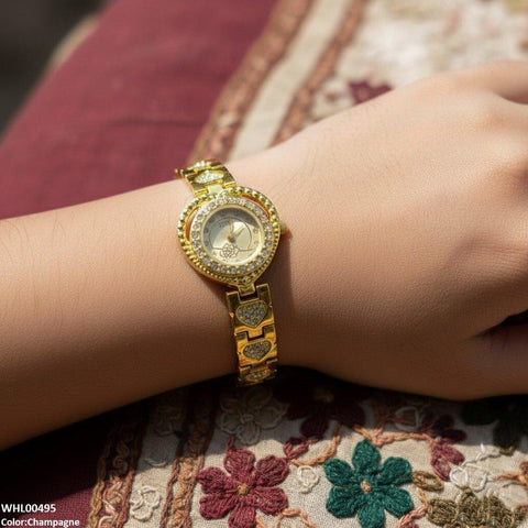 WHL00495 IWA Round Heart Flower Dial Women's Watch - WHL