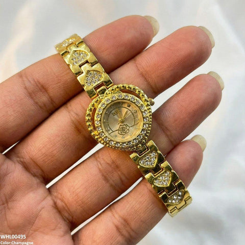 WHL00495 IWA Round Heart Flower Dial Women's Watch - WHL