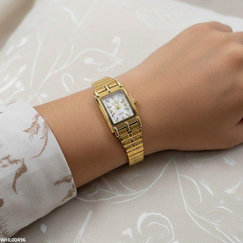 WHL00496 IWA Rectangle Bezel Stone Dial Couple Watch - WHL