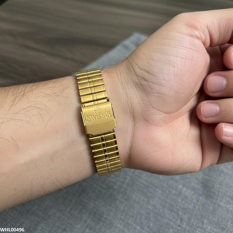 WHL00496 IWA Rectangle Bezel Stone Dial Couple Watch - WHL