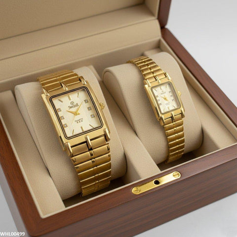 WHL00499 IWA Rectangle Bezel Dial Couple Watch - WHL