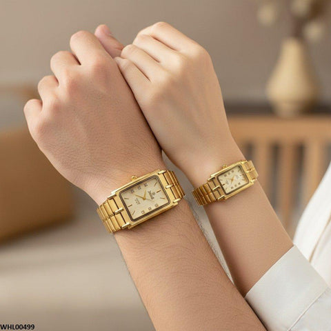 WHL00499 IWA Rectangle Bezel Dial Couple Watch - WHL