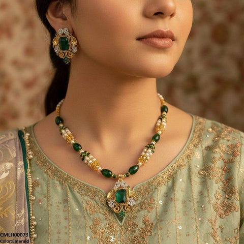 CMLH00073 SDQ Rectangle Flower Drop Mala Set  - CMLH