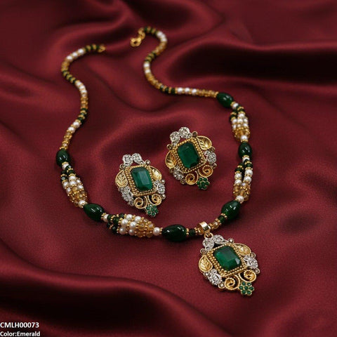 CMLH00073 SDQ Rectangle Flower Drop Mala Set  - CMLH