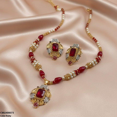 CMLH00073 SDQ Rectangle Flower Drop Mala Set  - CMLH