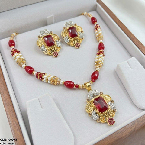 CMLH00073 SDQ Rectangle Flower Drop Mala Set  - CMLH