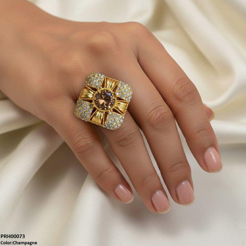 PRH00073 FRN Round Stone Ring Adjustable - PRH