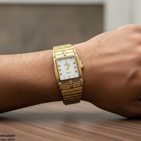 MHL00069 IWA Rectangle Dial Stone Men's Watch - MHL