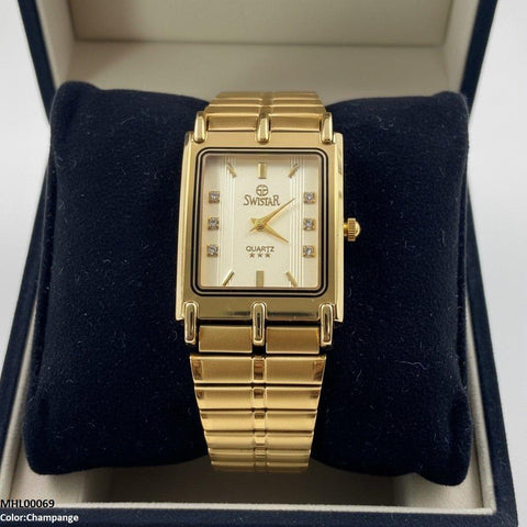 MHL00069 IWA Rectangle Dial Stone Men's Watch - MHL