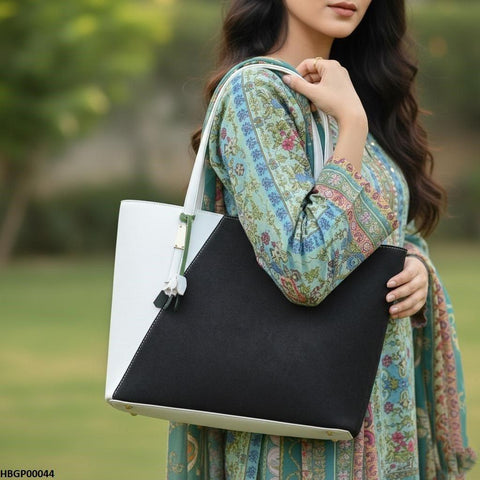 HBGP00044 Black & White Grace Tote Bag